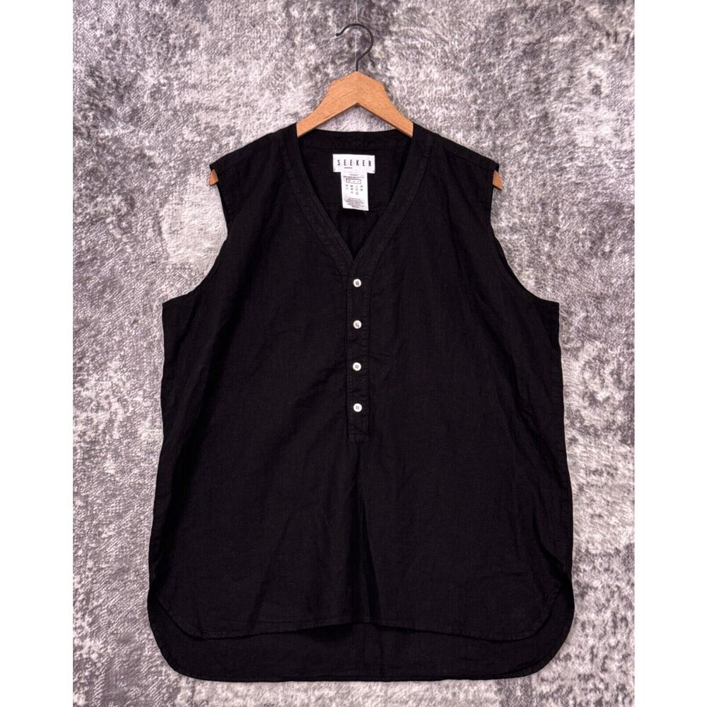 SEEKER Top XL Unisex Adult Black Hemp Organic Cotton Baseball V Tank